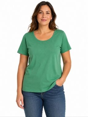 L.L.Bean Supima Cotton Scoop Neck Tee Green XL Women’s Short Sleeve Casual Top